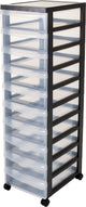 Iris Design Kommodenschubladensystem – 10 Schubladen à 7,5 l – Rollen – schwarz transparent