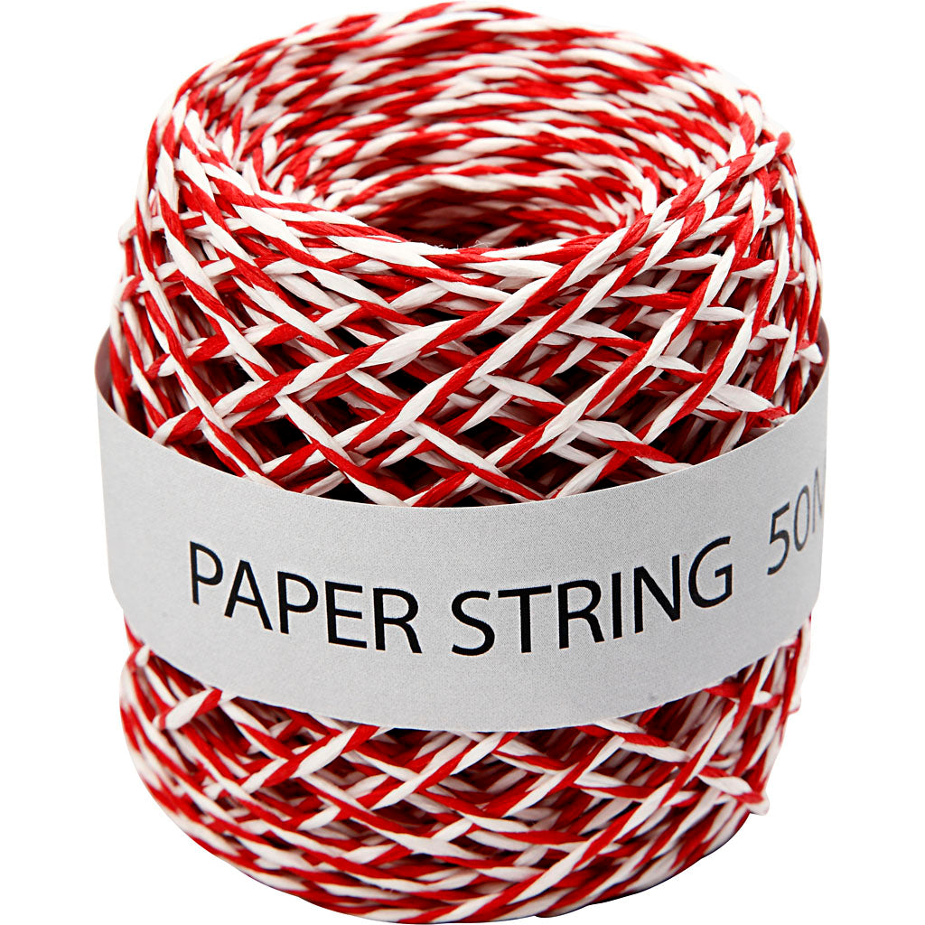 Creativ Company Papierkordel, Stärke 1 mm, rot weiß, 50 m 1 Rolle