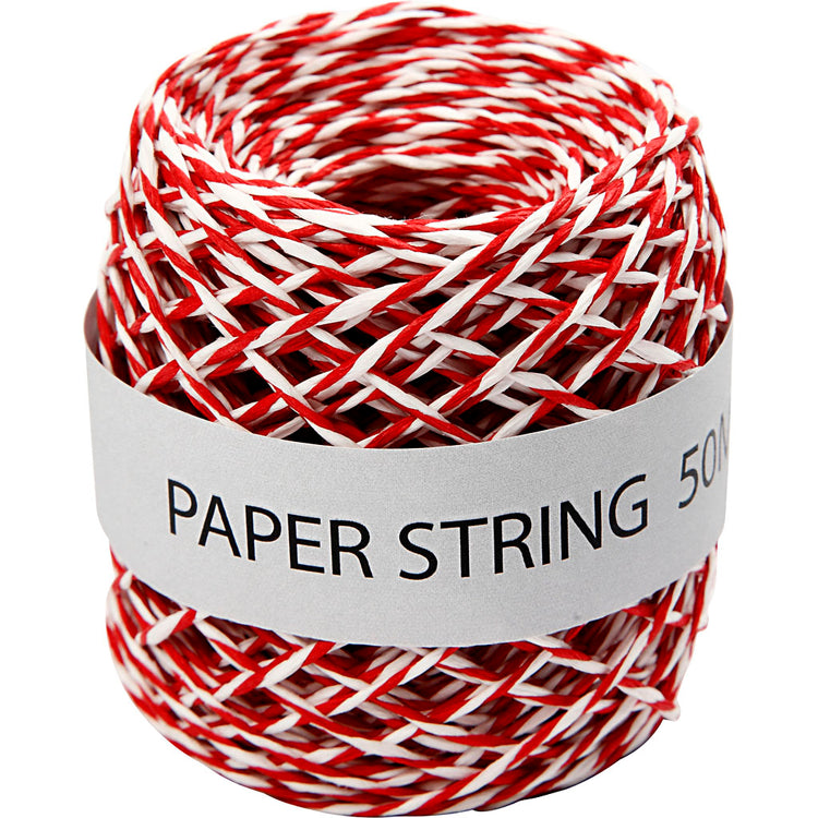 Creativ Company Papierkordel, Stärke 1 mm, rot weiß, 50 m 1 Rolle