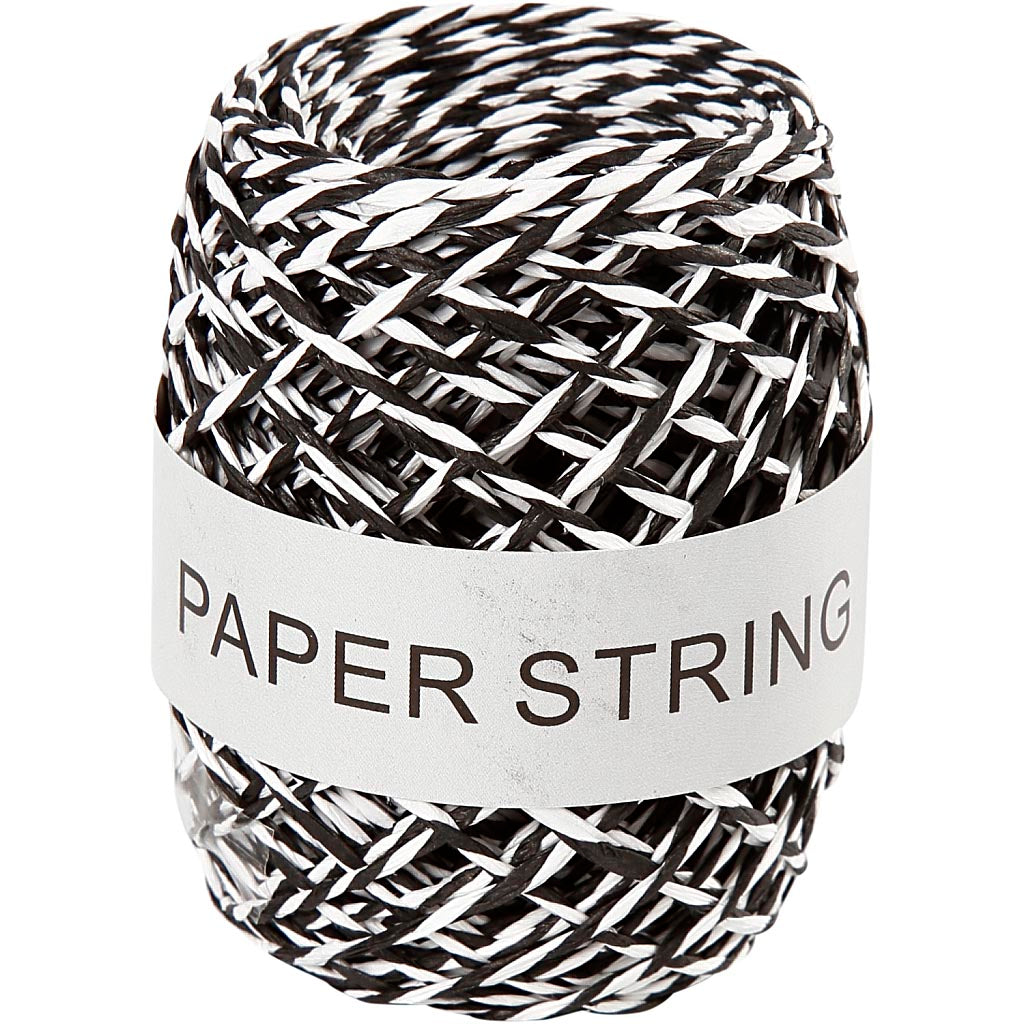 Creativ Company Papierkordel, Stärke 1 mm, schwarz und weiß, 50 m 1 Rolle