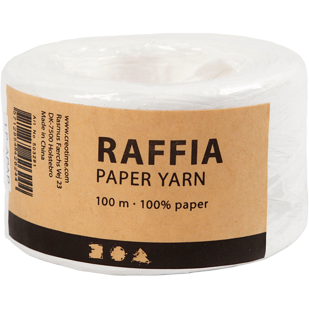 Creativ Company Paper Raffia Yarn White, 100 m