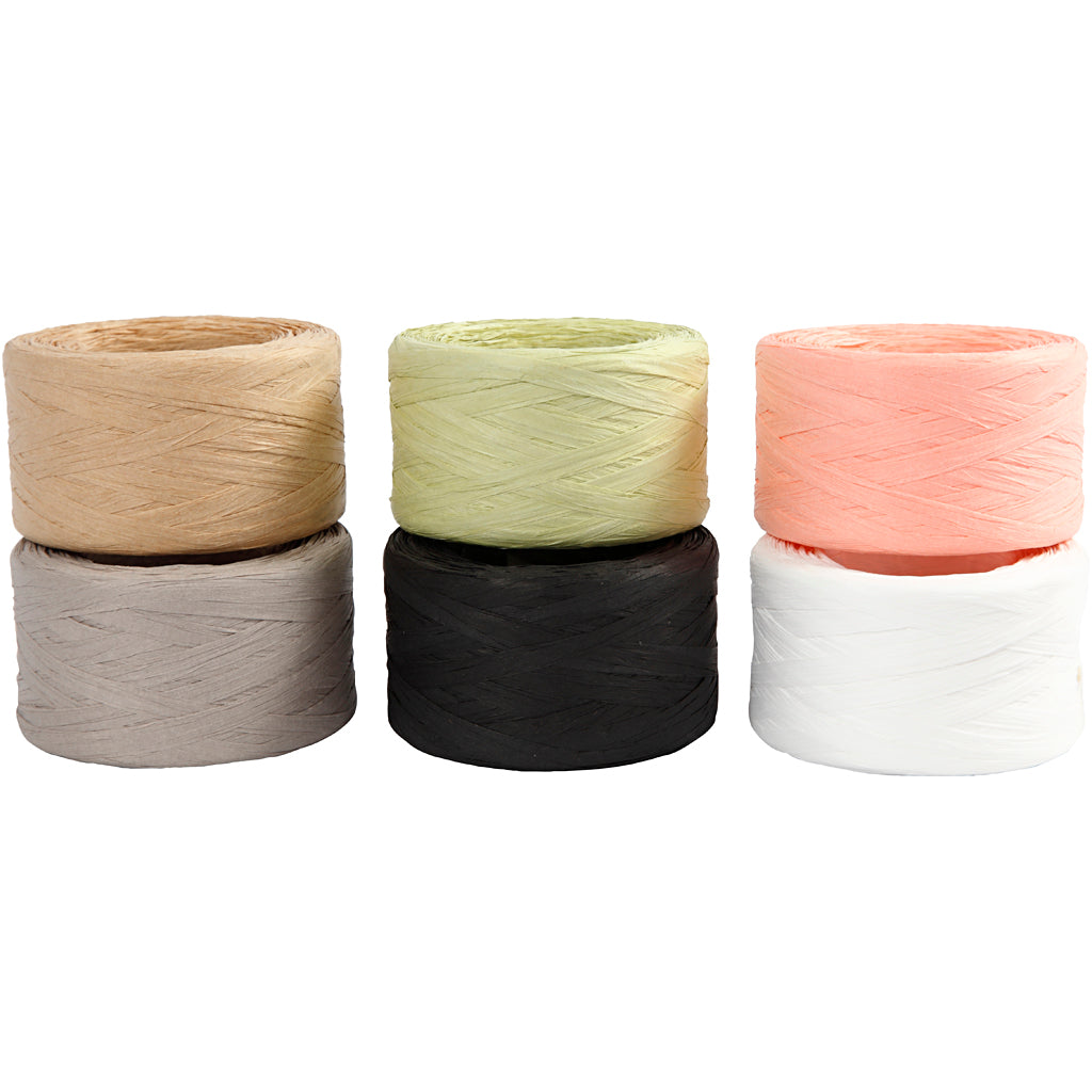 Creativ Company Paper Raffia Garnfarben, 6x100m
