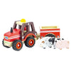 Retro-Holztraktor + Anhänger-Set. fsc. 2+