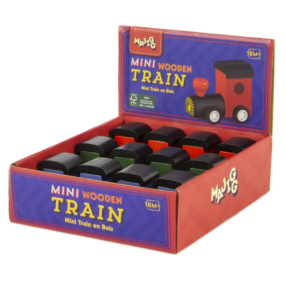 Mini-Eisenbahn aus Holz. fsc. 12 Stück. 3 Achsen 3+
