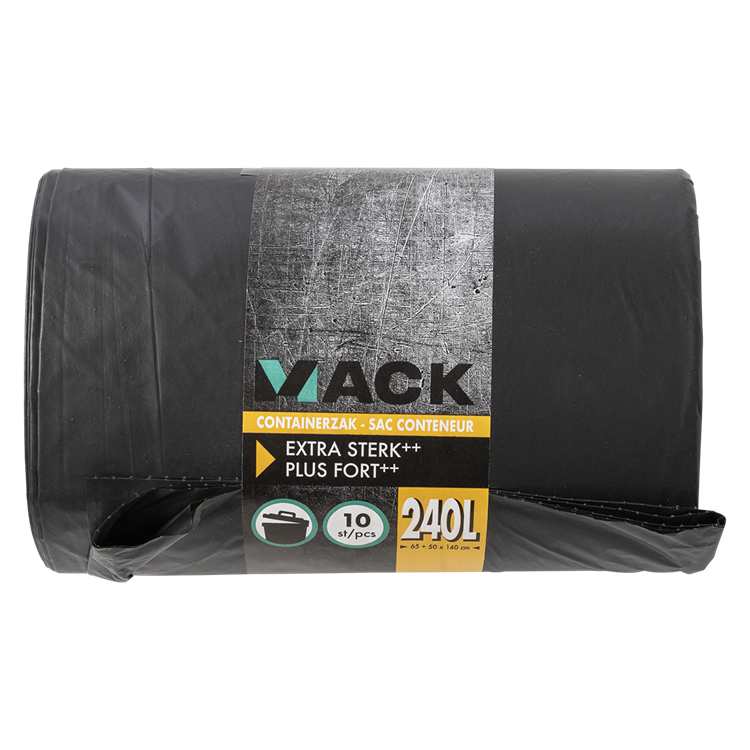 1054871 - Behältersack 240 Liter schwarz LDPE, 10 Stück pro Rolle | 10 Stück