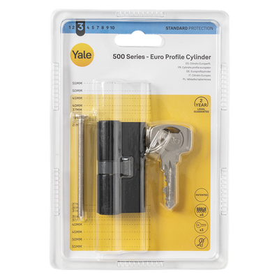 Yale 1070952 - Profilzylinder 500 schwarz matt 60mm (30 30) | 2 Stk