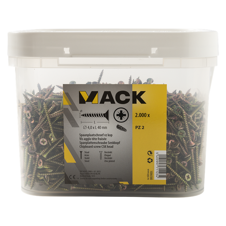 1006580 – Box 2000 Stück Spanplattenschrauben VK GVK PZ 4,0 x 40 mm | 8 Stück