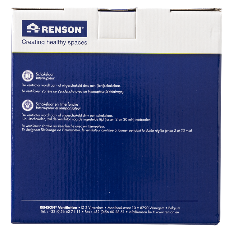 Renson 1006452 – abschließbarer Ventilator mit Timer 7222t weiß ø 125 | 2 Stk