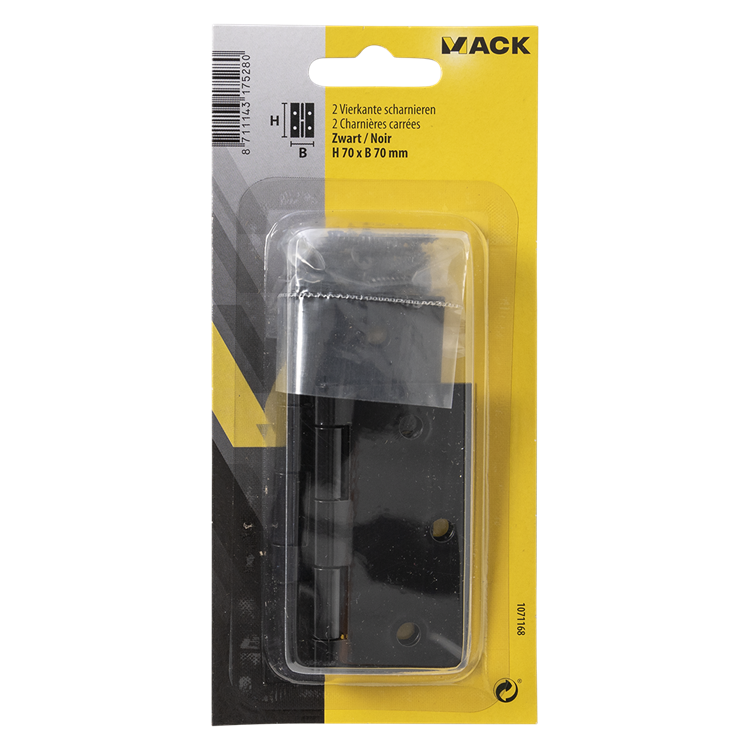 Mack 1071168 - 2 Vierkantscharniere schwarz H 70 x B 70 mm | 5 Stück