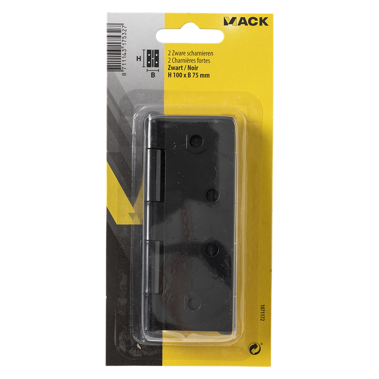 Mack 1071172 - 2 schwere Scharniere schwarz H 100 x B 75 mm | 5 Stück