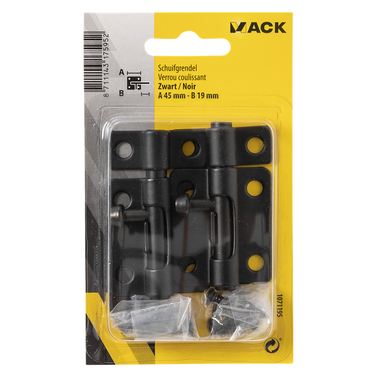 Mack 1071195 – 2 Riegel schwarz a 45 mm b 19 mm | 6 Stück