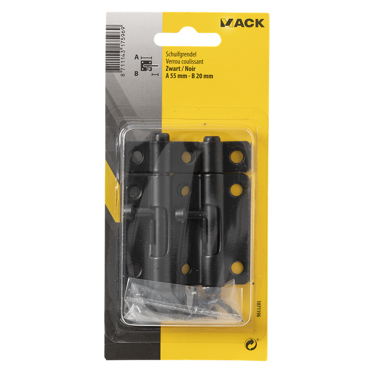 Mack 1071196 – 2 Riegel schwarz a 55 mm b 20 mm | 6 Stück