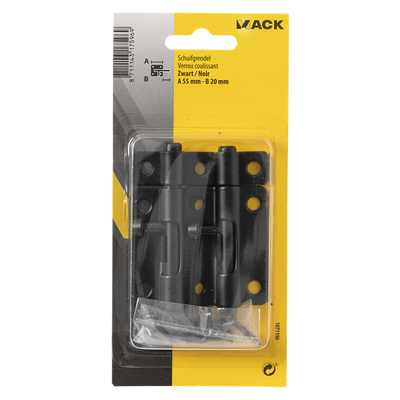 Mack 1071196 – 2 Riegel schwarz a 55 mm b 20 mm | 6 Stück