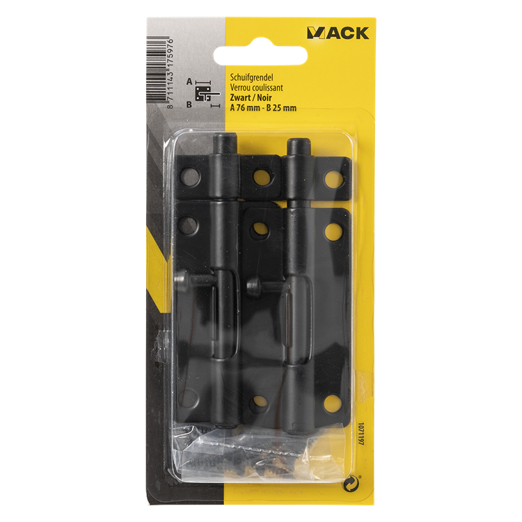 Mack 1071197 – 2 Riegel schwarz a 76 mm b 25 mm | 6 Stück