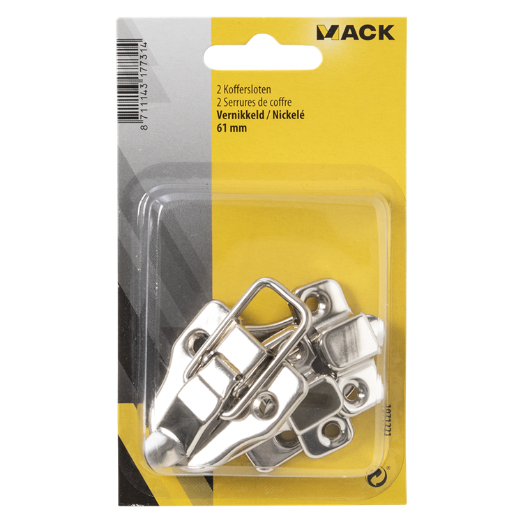 Mack 1071221 - Kofferschloss vernickelt 61 mm | 5 Stück