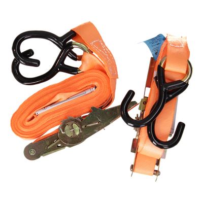 Mack 1072109 – 2 Spanngurte PE, Ratschenspanner 25 mm – 6 m, max. 500 kg, 2 Tage, S-Haken | 5 Stück