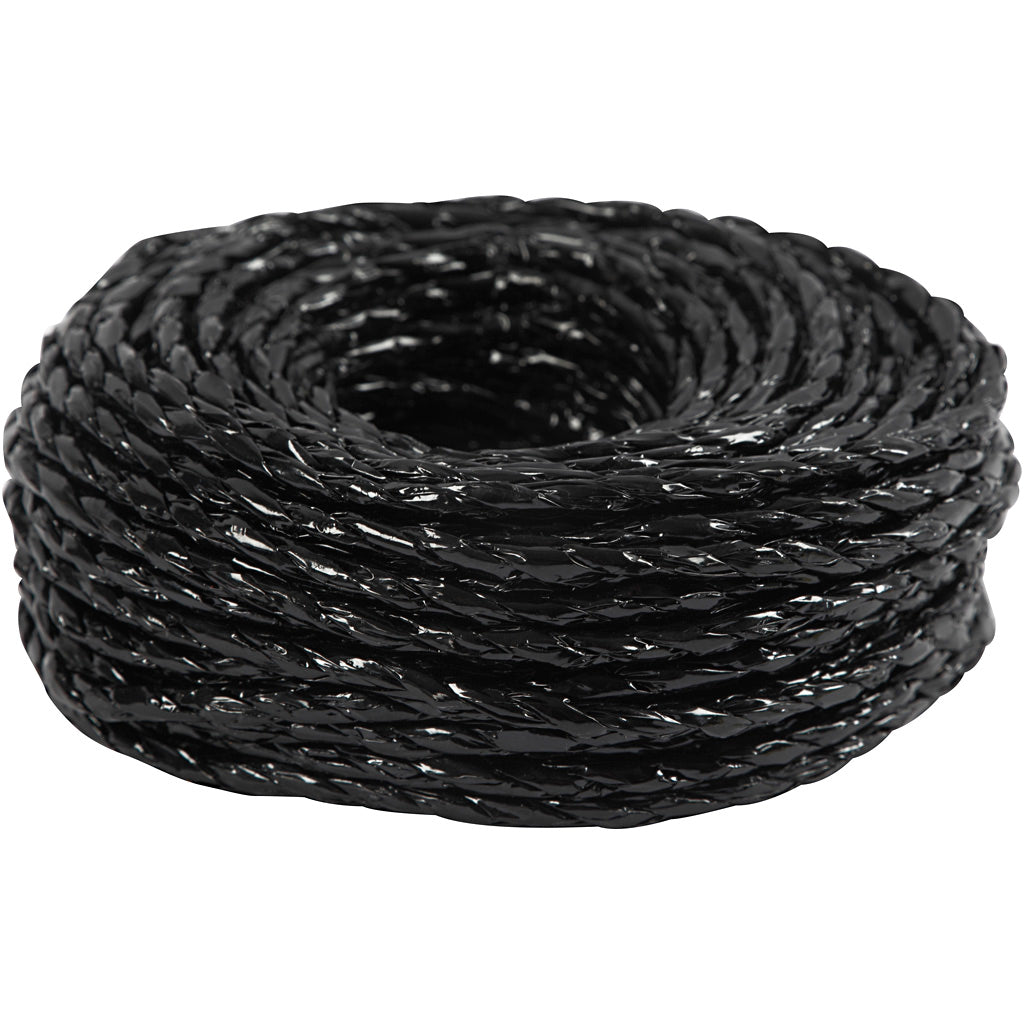 Papiergarn der Firma Creativ, Stärke 3,5-4 mm, ca. 25 m, schwarz, 25 m 1 Rolle