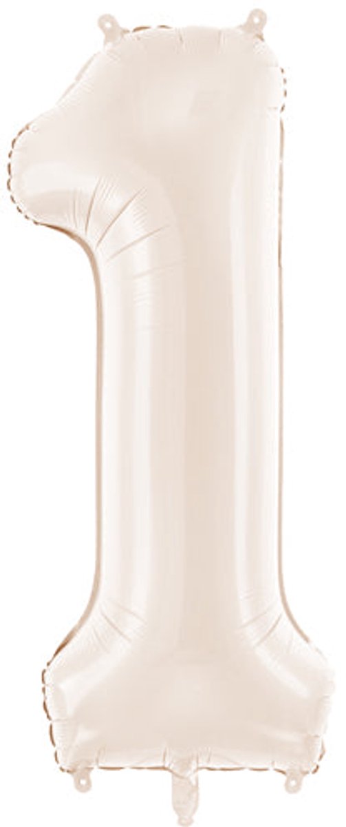 Partydeco Samtfolienballon Nummer 1 in Beige 86cm