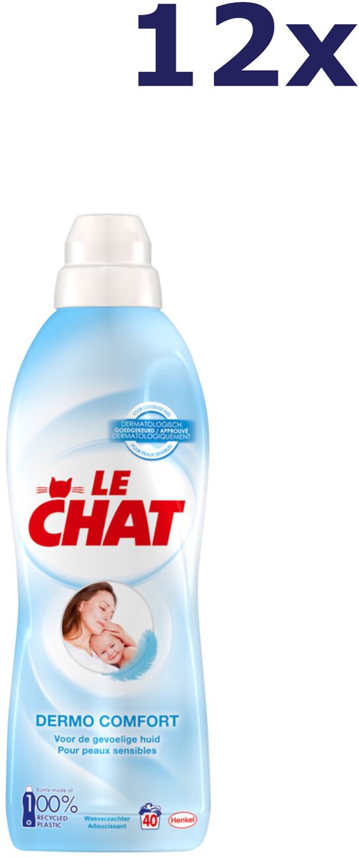 Le Chat Weichspüler – Dermo Comfort – 12 Flaschen – 40 Wäschen 880 ml