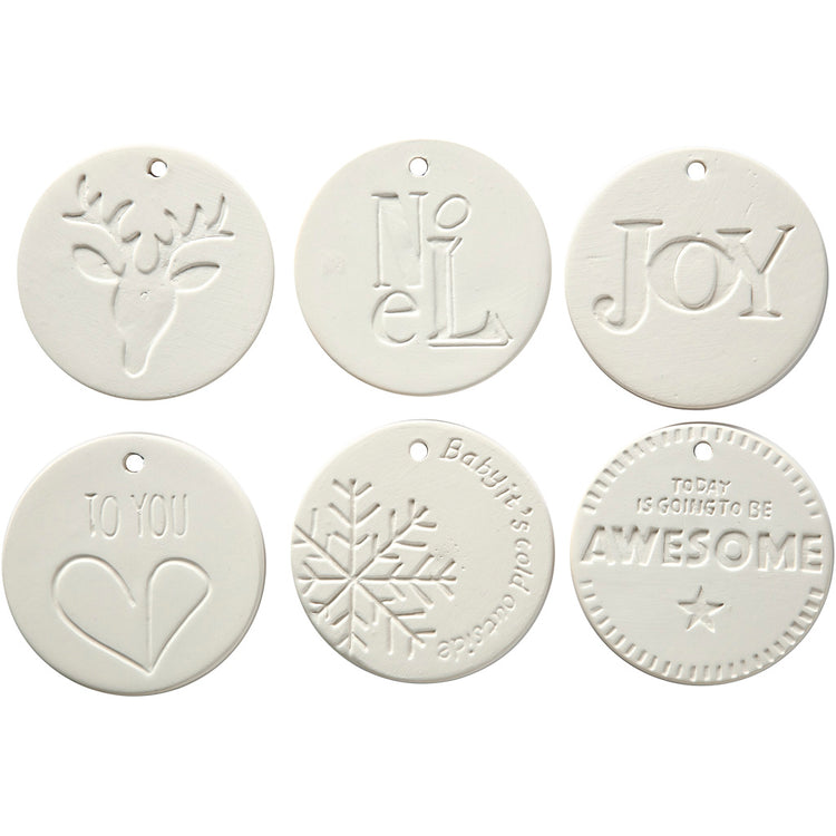 Creativ Company Ornamente zum Aufhängen, Größe 7x7 cm, Stärke 0,6 cm, weiß, 24 Stück 1 Box
