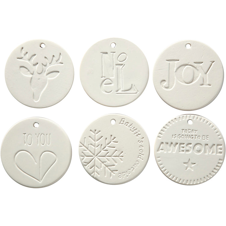 Creativ Company Ornamente zum Aufhängen, Größe 7x7 cm, Stärke 0,6 cm, weiß, 6 Stück 1 Box