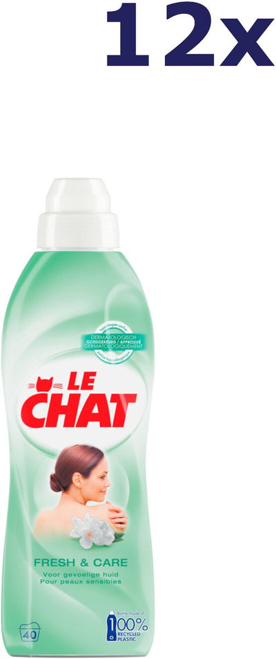 Le Chat Weichspüler – Frischepflege – 40 Wäschen – 12 x 880 ml – Vorteilspack
