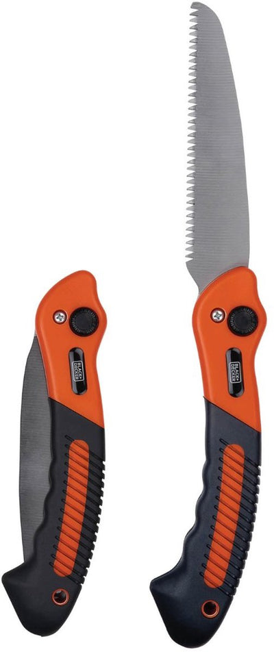 Black+decker klappbare Astsäge – 22,5 x 6 x 3,5 cm – gezahnter Stahlschneidkopf – orange schwarz