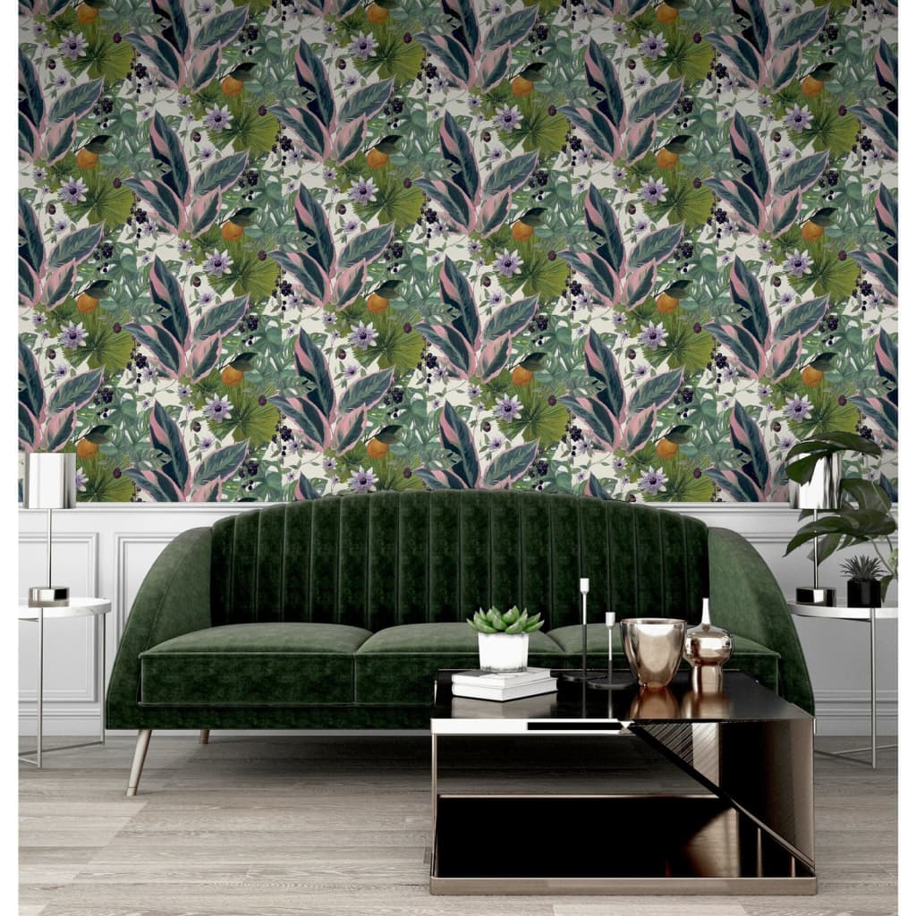 Niederländische Wandverkaufsabdeckungen Niederländische Wandverkleidung Tapete Passion Blume Weiß und Grün