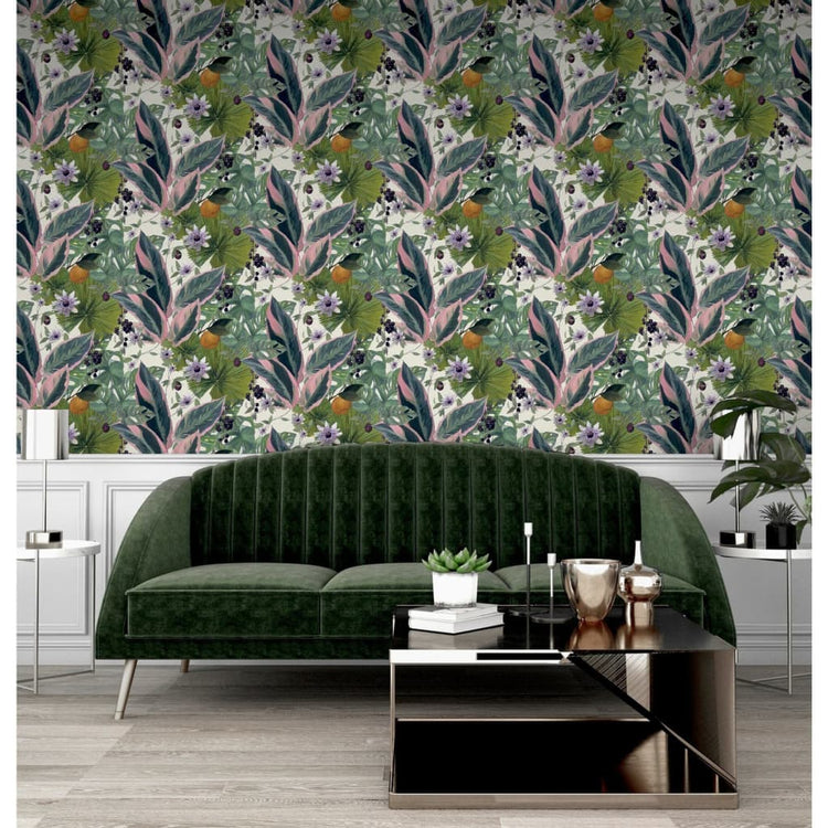 Niederländische Wandverkaufsabdeckungen Niederländische Wandverkleidung Tapete Passion Blume Weiß und Grün