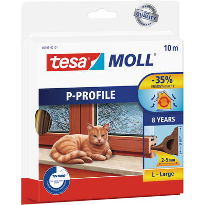 Tesa 1076419 - Moll P-Profil L 10m braun 9x5,5mm Dichtband | 2 Stk