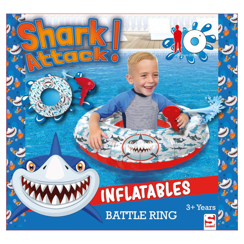 Sambro Hai -Angriffskampf Battle Ring Schwimmband mit Wasserpistole 85 cm