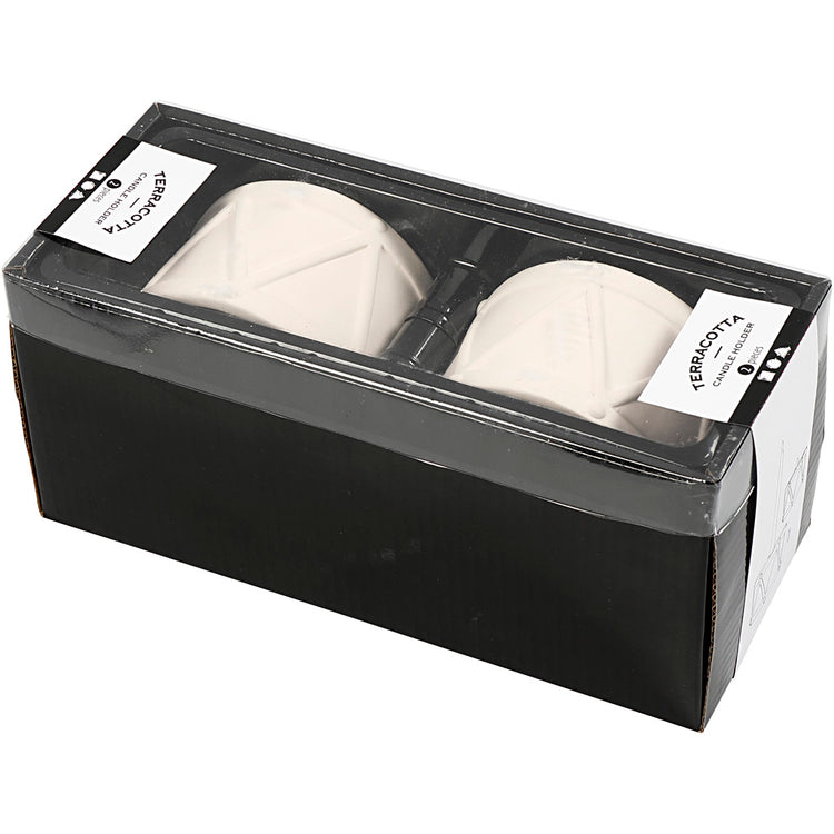 Creativ Company Kerzenständer, H: 6,6 cm, T 9,3 cm, Lochgröße 2,2 + 4 cm, weiß, 2 Stück 1 Box