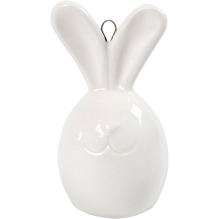 Creativ Company Hase, H: 6,7 cm, T 3,6 cm, weiß, 3 Stück 1 Box