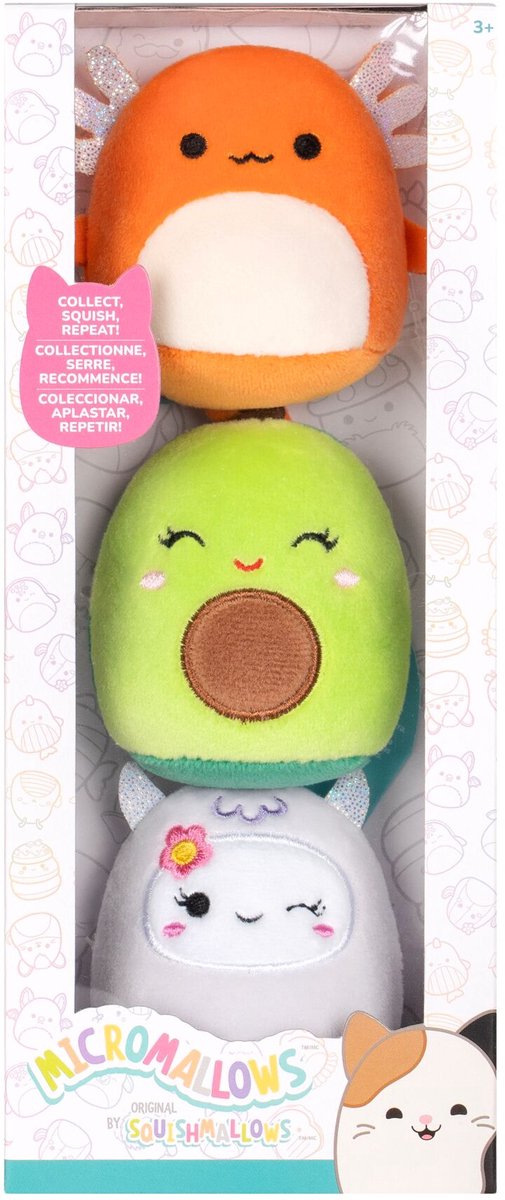 Jazwares Micromallows – 3er-Pack Plüsch-Squishmallows (Mireya, Roah, Nico), 6 cm