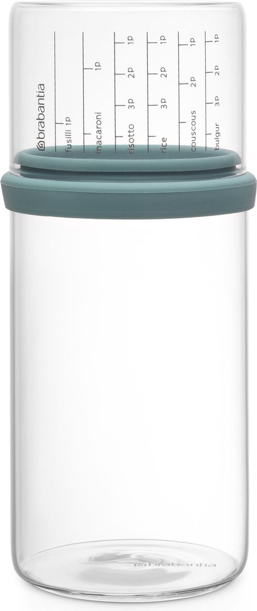 Brabantia Vorratsglas aus Glas mit Messbecher – 1 l – Minze