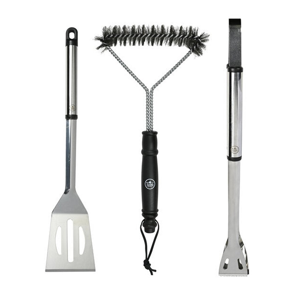 Interbosch Flamecraft Grillbesteckset 3-teilig aus schwarzem Edelstahl