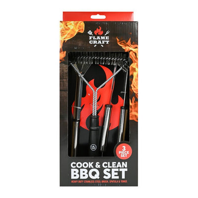 Interbosch Flamecraft Grillbesteckset 3-teilig aus schwarzem Edelstahl