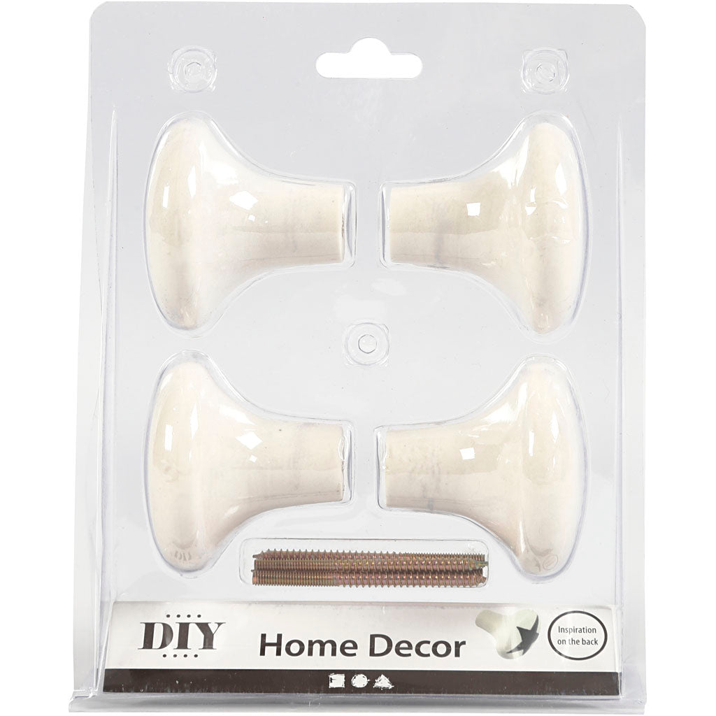 Creativ Company Haken, H: 5,1 cm, T 5,4 cm, weiß, 4 Stück 1 Box
