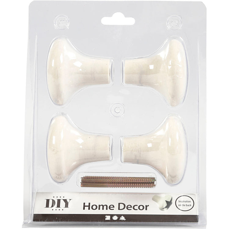 Creativ Company Haken, H: 5,1 cm, T 5,4 cm, weiß, 4 Stück 1 Box