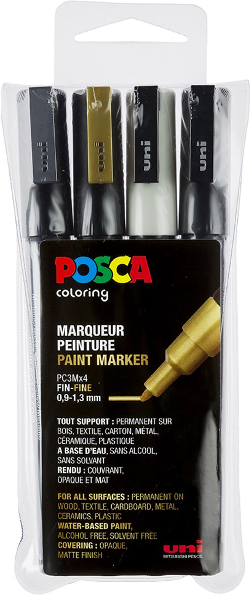 Posca Lackmarker uni pc1mc ef 4 Stück sortiert