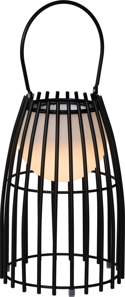 Lucide Fjara – wiederaufladbare Tischleuchte für drinnen und draußen – wiederaufladbarer Akku – ø 17,5 cm – LED dimmen bis warm – 1 x 0,3 W, 3000 K – IP44 – Schwarz