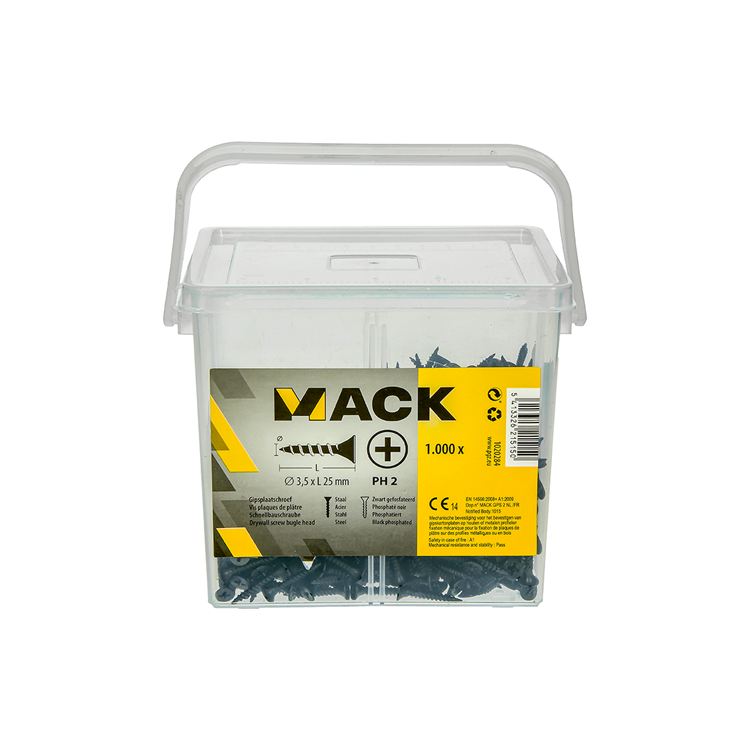 Mack 1020284 - Kasten-Gipskartonschrauben 3,5 x 25 mm 1000 Stück | 6 Stück