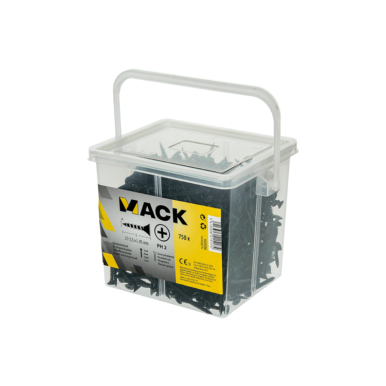 Mack 1020286 – Kasten-Gipskartonschrauben 3,5 x 45 mm 750 Stück | 6 Stück
