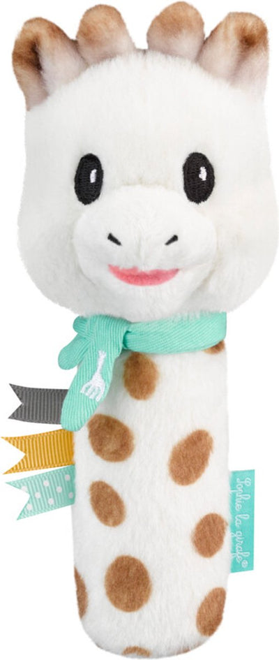 Sophie die Giraffe Quetschrassel – Rassel – Babyspielzeug – Mutterschaftsgeschenk – Babyparty-Geschenk – ab 3 Monaten – Plüsch – 16 x 6 x 6,5 cm – weiß, braun, türkis