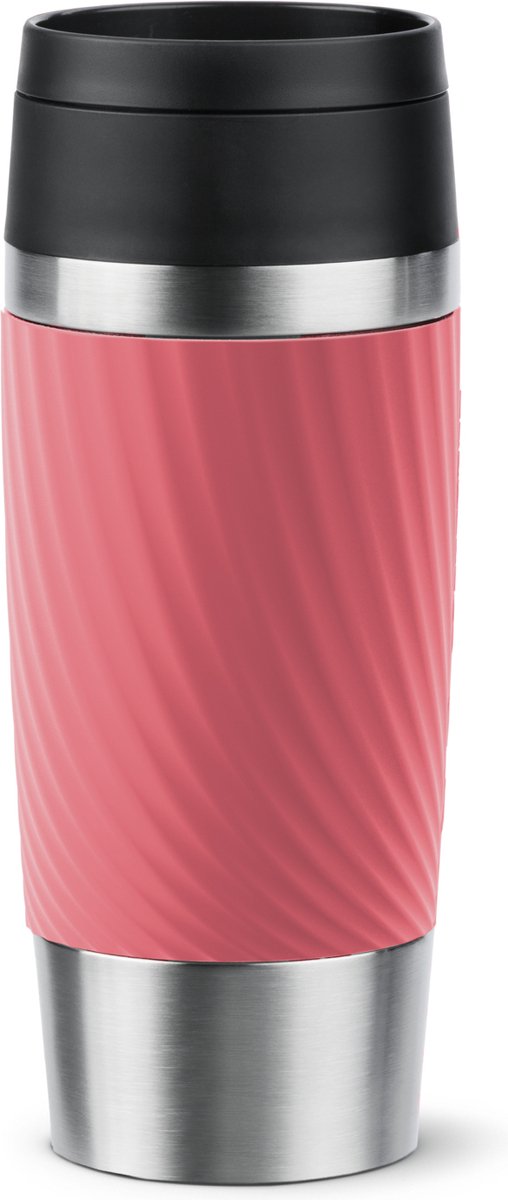 Tefal Reisebecher Classic Twist – Thermosflasche – 0,36 l – korallenrot – kompakt – auslaufsicher – für Kaffee geeignet
