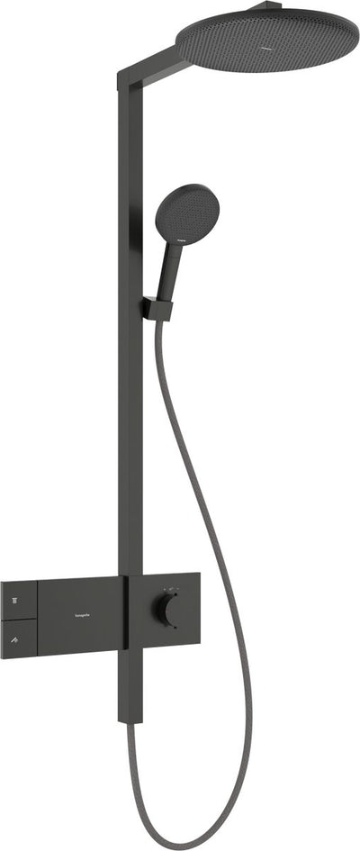 Hansgrohe Raindance Alive S Puro – Duschrohr – Auswahlknopfsteuerung – Größe 300 mm – 1 Strahlfunktion – gebürstetes Schwarzchrom – mit Thermostat
