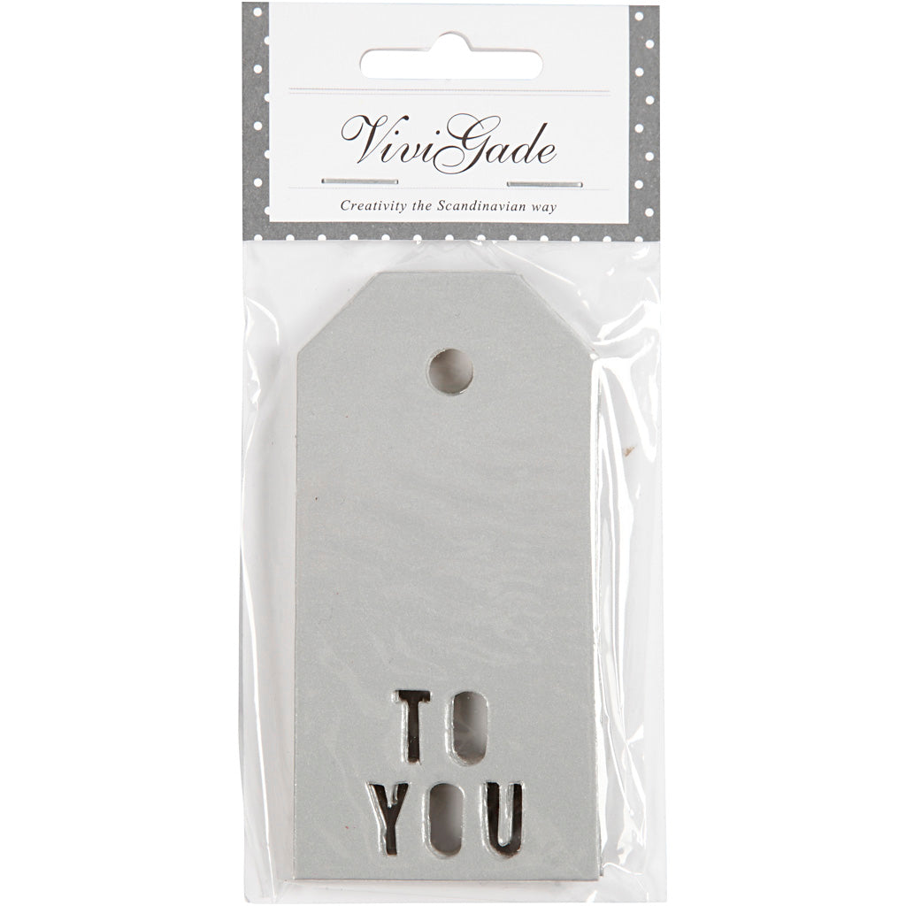 Vivi Gade Geschenkanhänger, „To You“, Größe 5x10 cm, 300 g, Silber, 15 Stück 1 Box