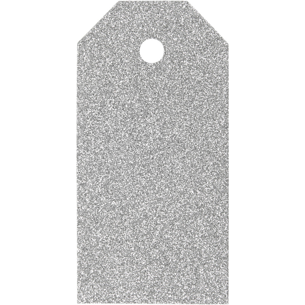 Vivi Gade Geschenkanhänger, Größe 5x10 cm, Glitzer, 300 g, Silber, 15 Stück 1 Box