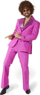 Suitmeister Disco-Kostüm – Herrenanzug – Karnevalskleidung – Saturday Night Fever-Kostüm – inklusive Jacke und Schlaghose – Pink – Größe: M