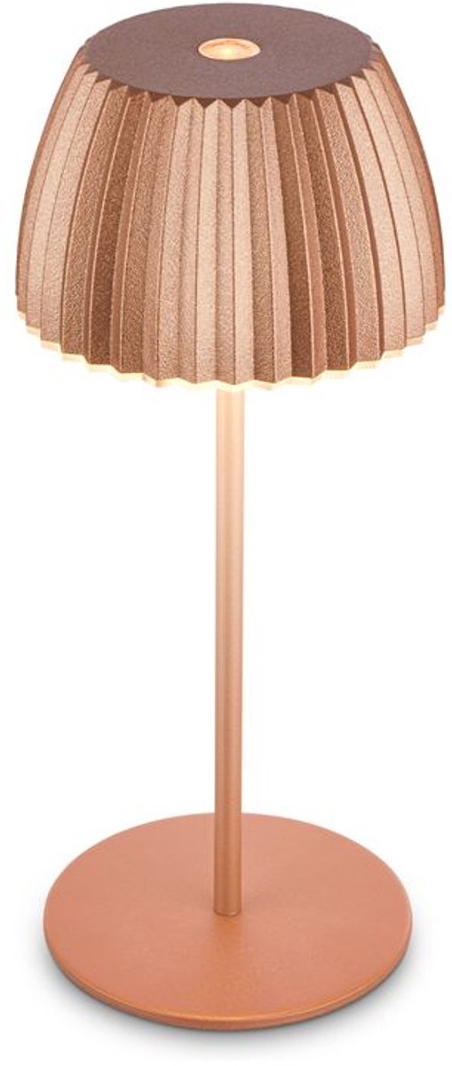 B.k.licht Briloner Champ Mini – wiederaufladbare Mini-Tischleuchte – kabellose Lampe – Touch-dimmbar – für drinnen und draußen – Gewinner des Deutschen Designpreises 2025 – Kupfer – ø8,5 x 20 cm